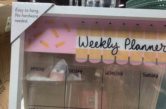 weekly planner acrylic whiteboard school pencils Clear