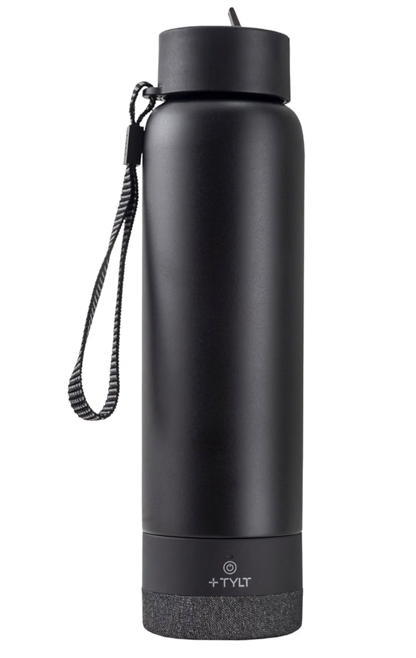 TYLT 24oz Stainless Steel Water Bottle with Built-in Bluetooth Speaker