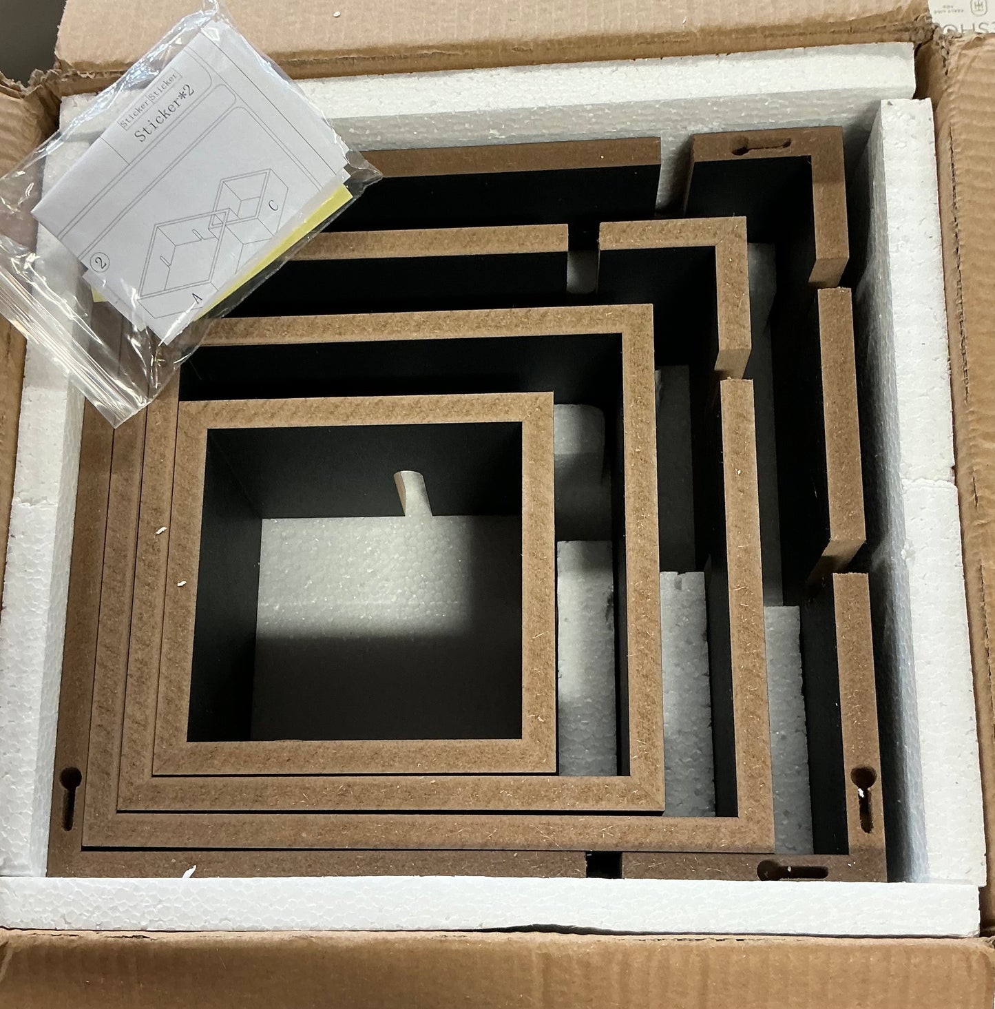 25.5" x 17.75" Intersecting Cube Wall Shelf Black - Danya B.: Modern Cubby Storage, Easy Install - OPEN BOX (see pictures) - FOR PICKUP ONLY