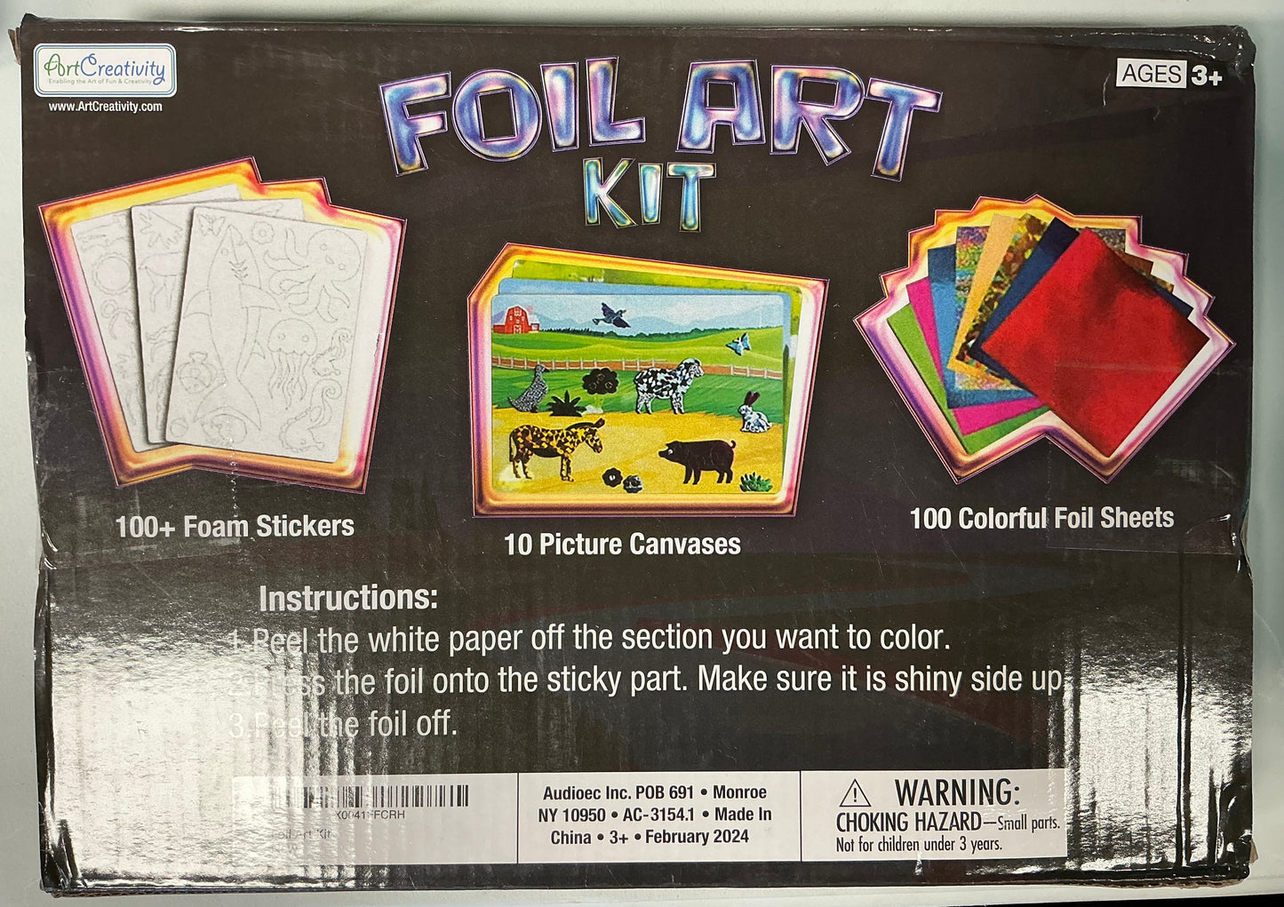 Foil Art Kit - Includes 100 Foam Stickers, 10 Picture Canvases & 100 Colorful Foil Sheets