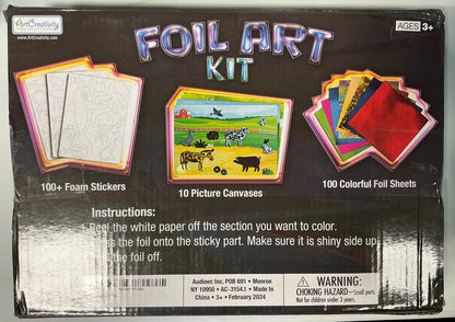 Foil Art Kit - Includes 100 Foam Stickers, 10 Picture Canvases & 100 Colorful Foil Sheets