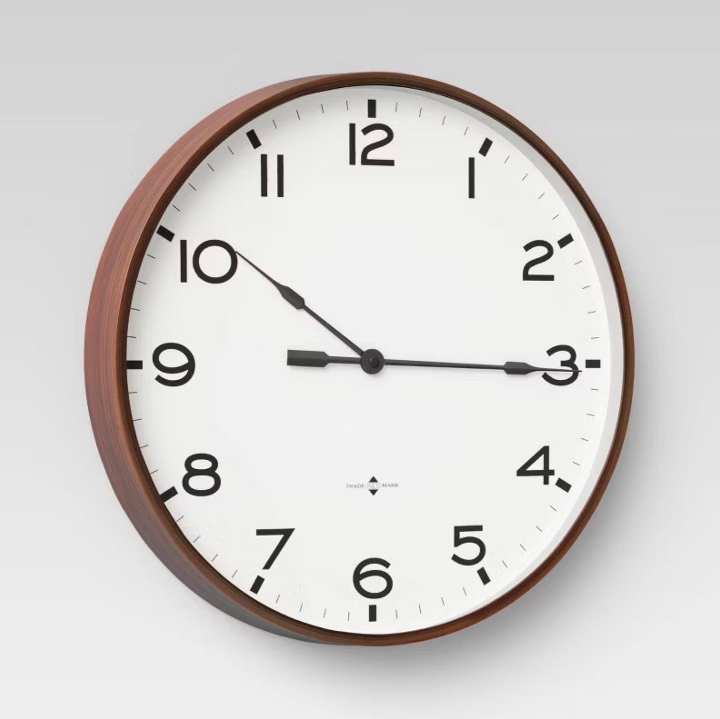 16" Thin Frame Wall Clock Red/Brown - Threshold™: Elegant Indoor Timepiece, Bold Numerals - Open Box/Minor Cosmetic Damage (see pictures) - FOR PICKUP ONLY