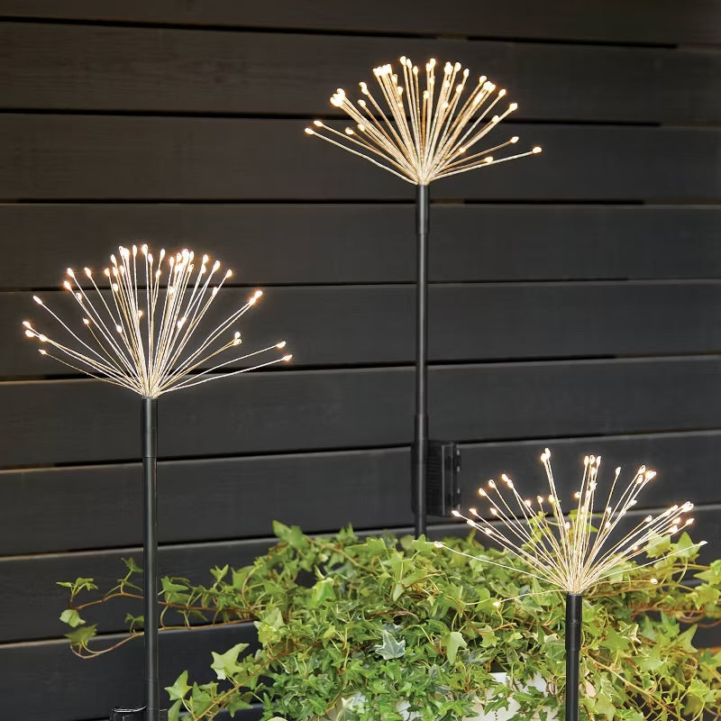 3pk Starburst Dandelion Sprig Battery LED Outdoor Stake Lights Black/White - Threshold™ - Damaged Packaging (see pictures)