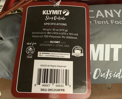 CUSTOM GROUND TARP-Klymit 2-Person Cross Canyon Tarp Footprint 84 X 51.5 in