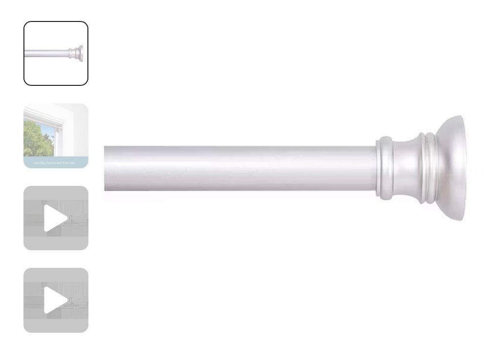 Kenney Twist & Fit 5/8 IN Tension Curtain Rod - Brushed Nickel - 28”X48”