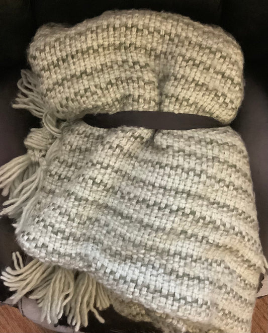 Raised Striped Chunky Knit Throw Blanket Green -