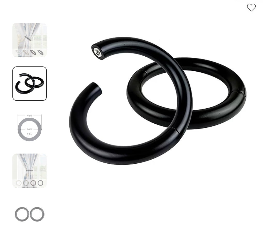 Rod Desyne Magnetic Hoop Pair 2-pc. Curtain Holdback - Black