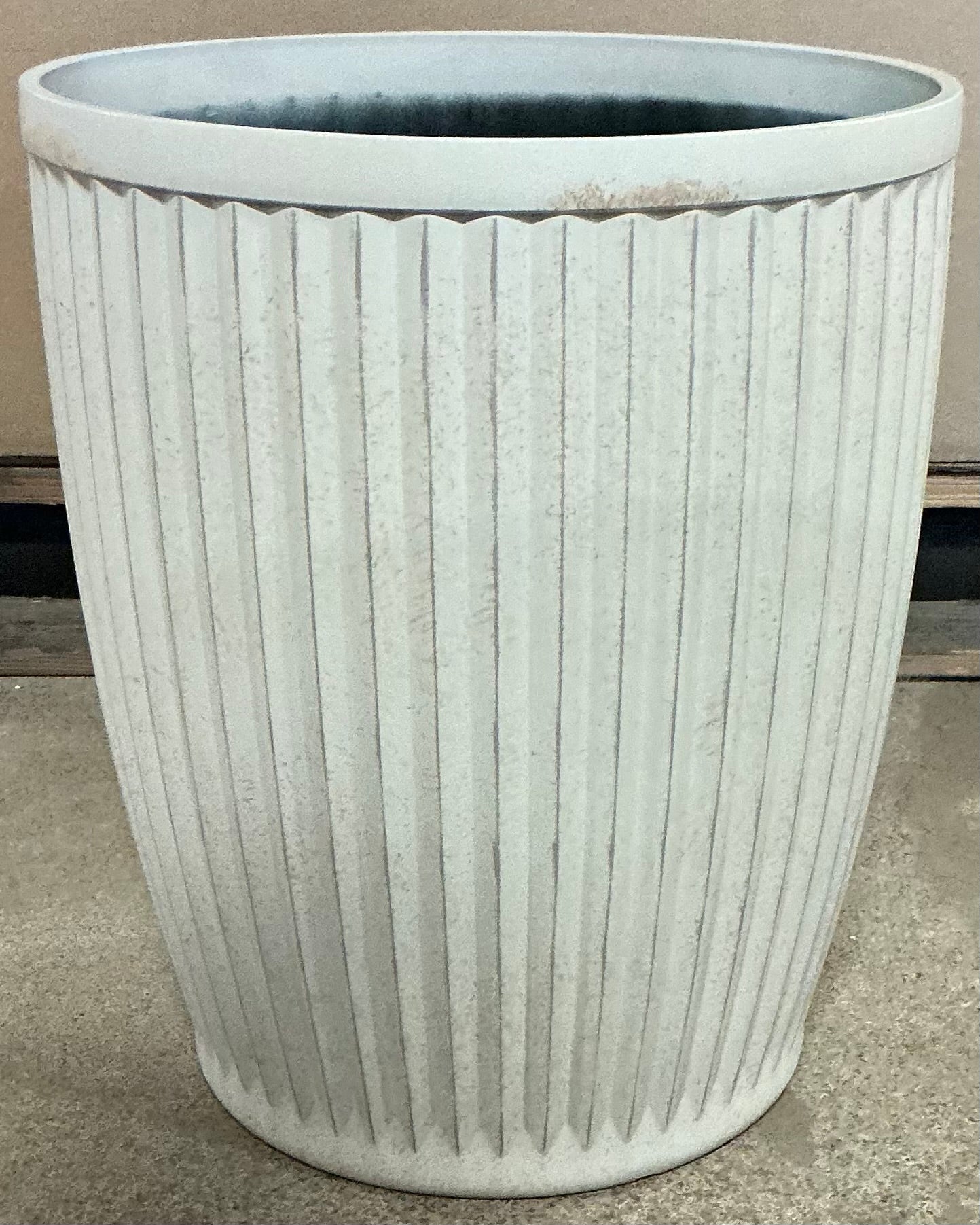 Weathered Ribbed Composite Indoor Outdoor Planter Pot - Off White - May Have Minor Cosmetic Damage (see pictures) - FOR PICKUP ONLY