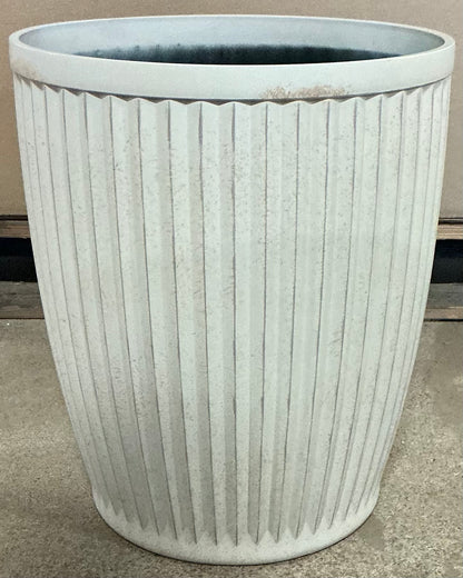 Weathered Ribbed Composite Indoor Outdoor Planter Pot - Off White - May Have Minor Cosmetic Damage (see pictures) - FOR PICKUP ONLY