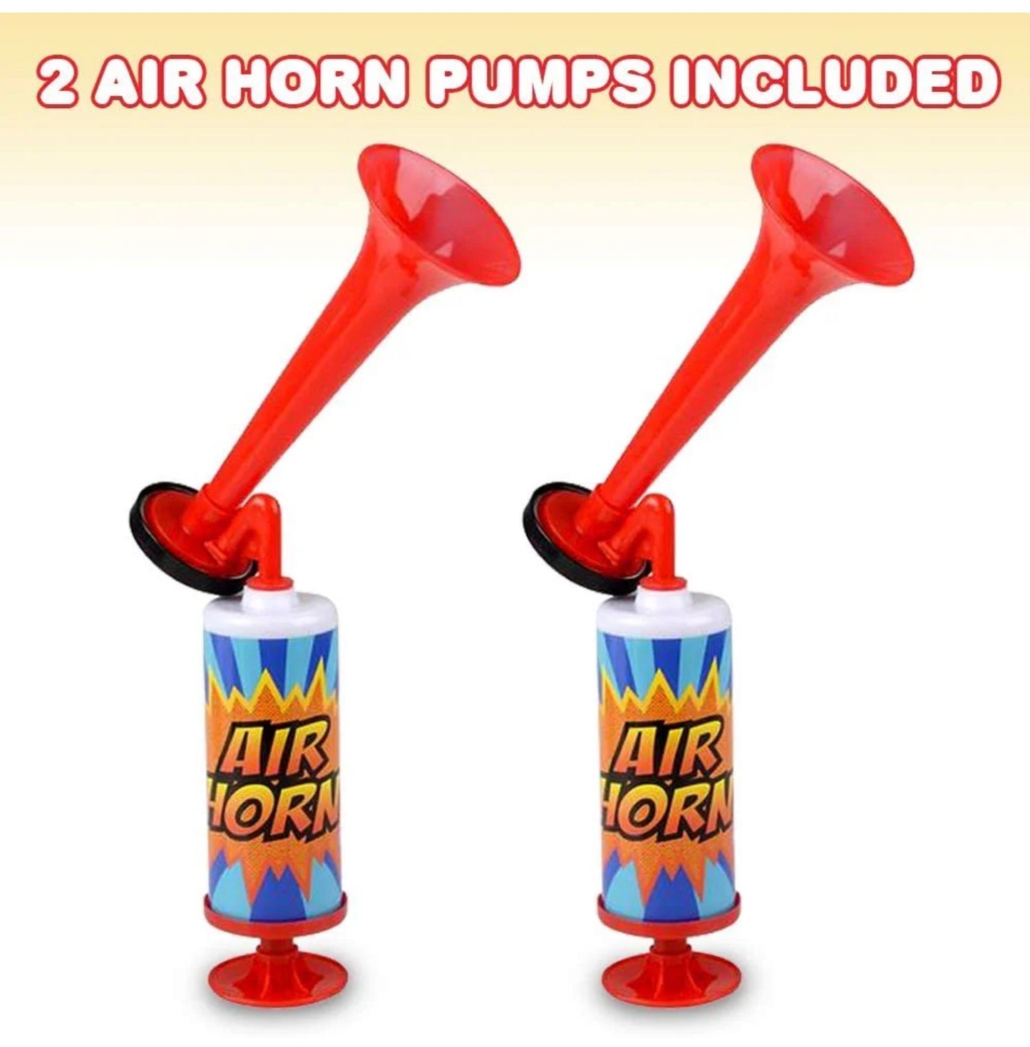 Air Horn Pump, Set of 2, 14" Noisemakers for Sporting Events, Parties, Celebrations