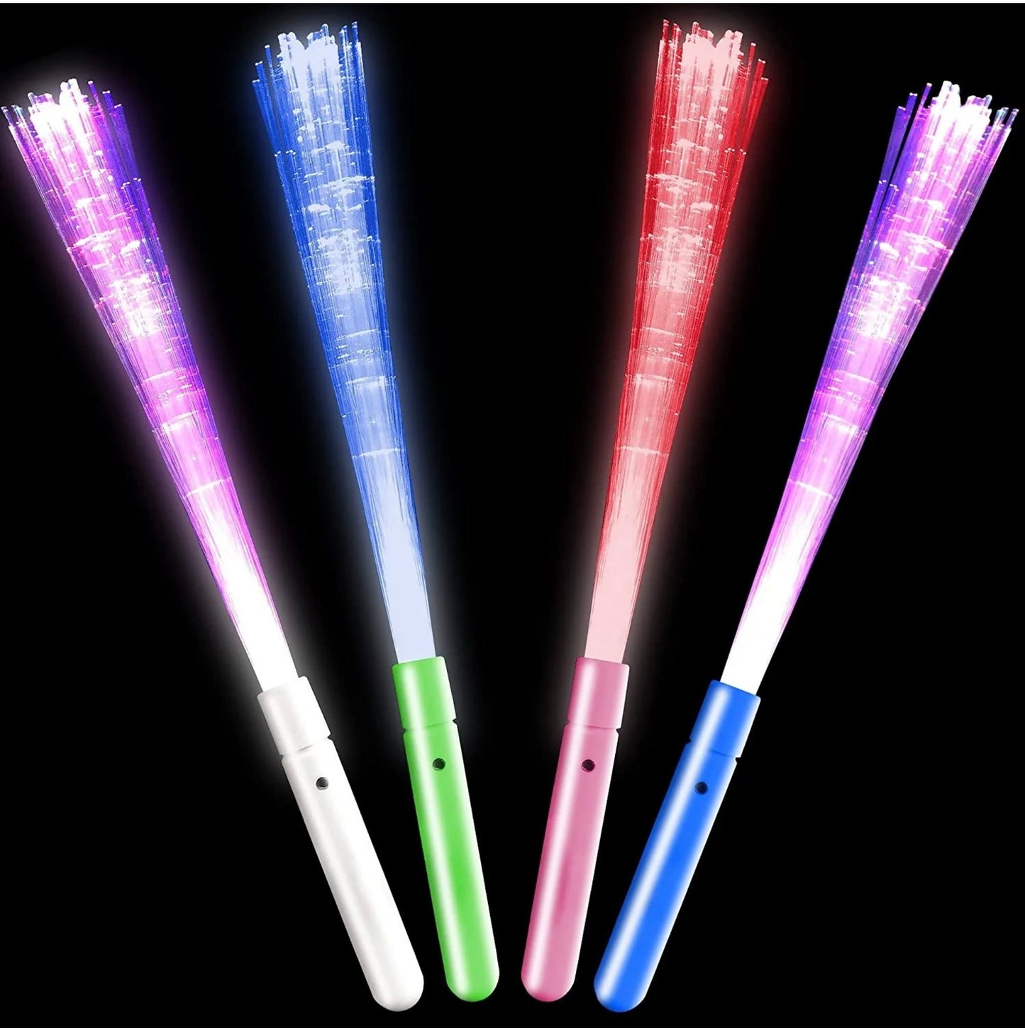 Fiber Optic Light Up Wand, Set of 4, Flashing LED (Batteries Included)