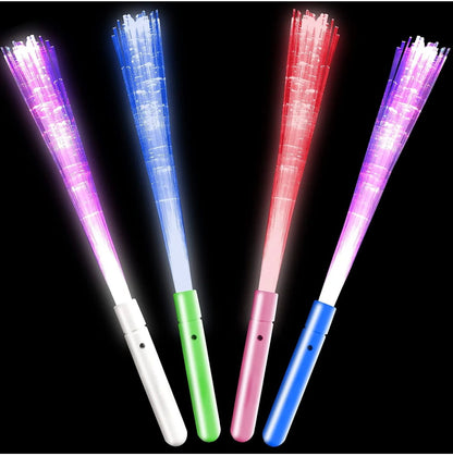 Fiber Optic Light Up Wand, Set of 4, Flashing LED (Batteries Included)