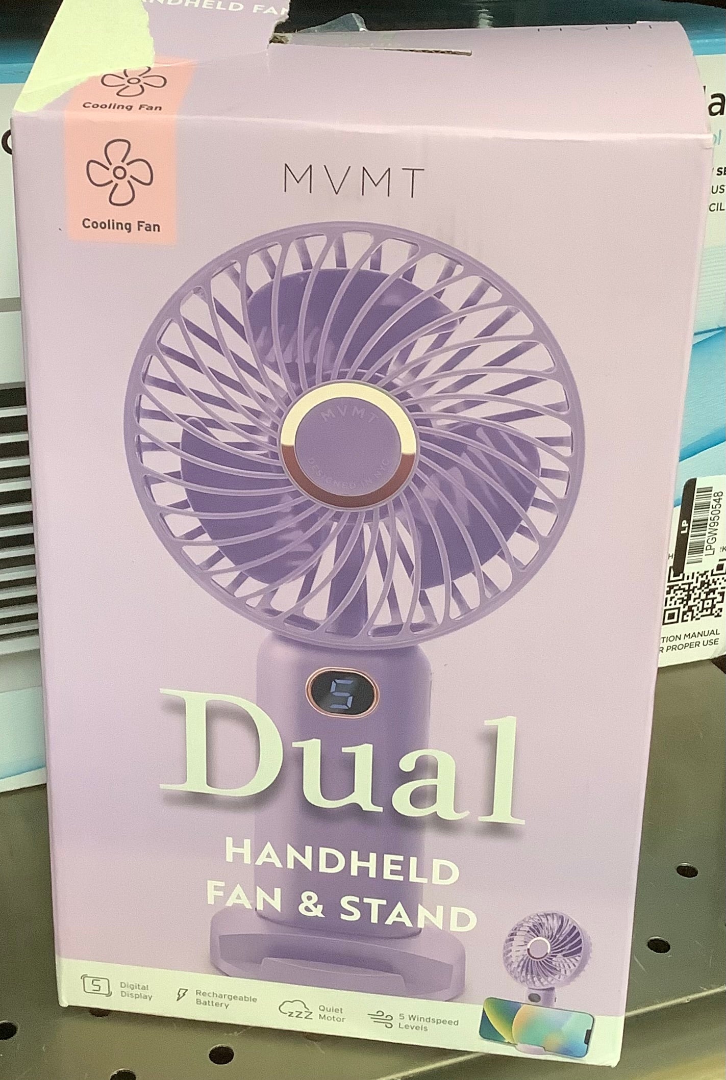 MVMT DUAL HANDHELD FAN & STAND 5 SPEED LEVELS