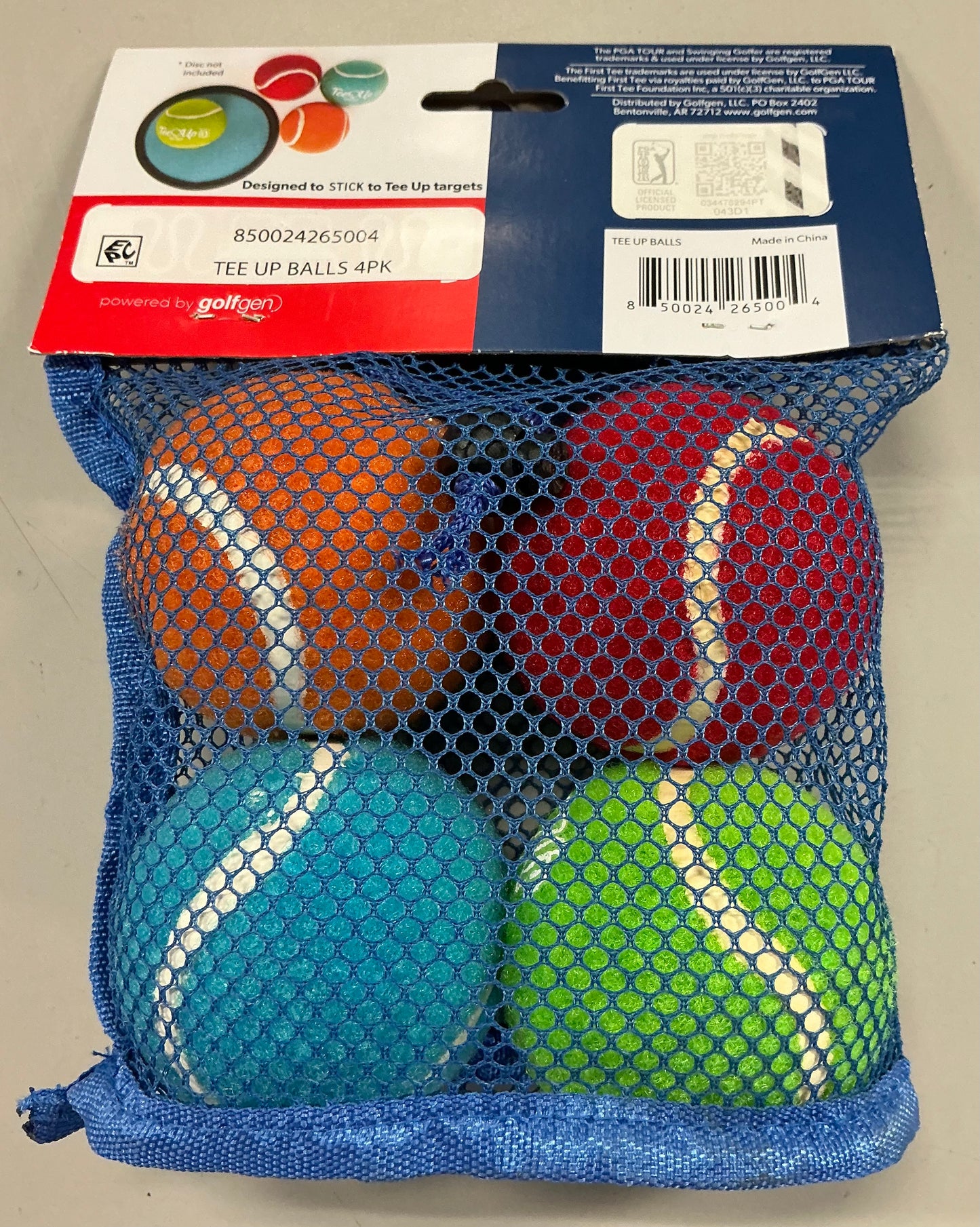PGA Tour Tee-Up New Multicolor Sticky Golf Balls 4 Pack