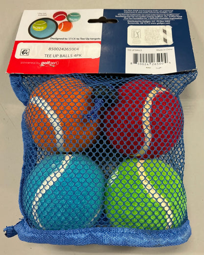 PGA Tour Tee-Up New Multicolor Sticky Golf Balls 4 Pack