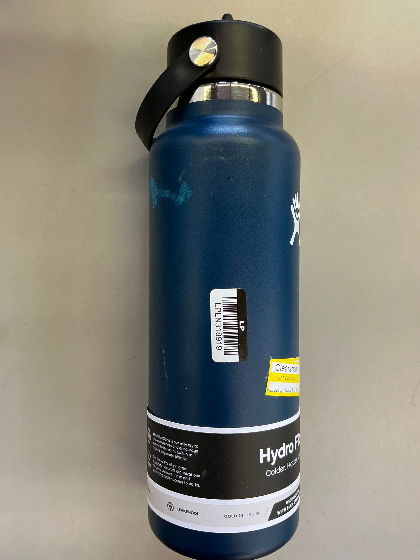 40 oz Wide Mouth with Flex Straw Cap Water Bottle - Harbor Blue - MINOR COSMETIC DAMAGE