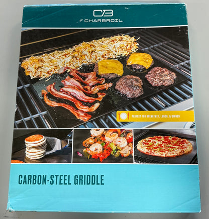 Charbroil Carbon Steel Heat-Resistant Griddle Stone Grill Topper Silver - Damaged Box (see pictures) - FOR PICKUP ONLY