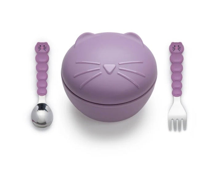 Melii - Silicone Animal Bowls with Lid and Utensils