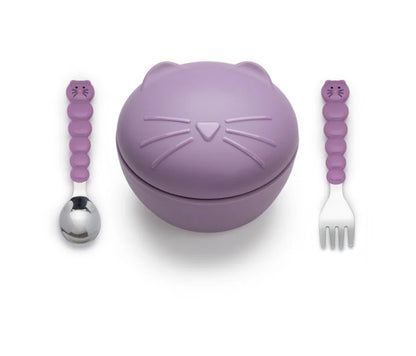 Melii - Silicone Animal Bowls with Lid and Utensils