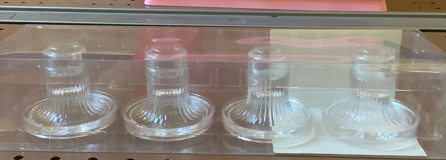 4pk Glass Taper Candle Holder Clear