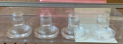 4pk Glass Taper Candle Holder Clear