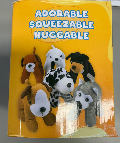Dog Plush Assortment - Set of 12 - Soft and Cuddly Stuffed Animals - 6 Cute Puppy Designs