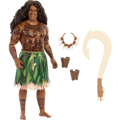 Mattel Disney Moana Maui Doll with Removable Fashion & 4 Accessories Inspired by Live Action Movie