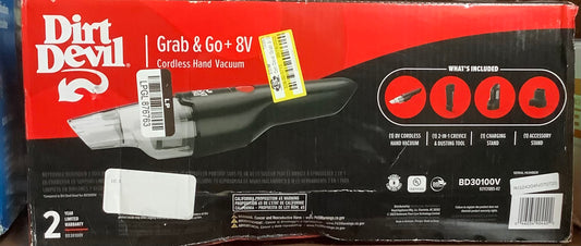Dirt Devil Grab & Go 8V Cordless Handheld Vacuum - BD30100: Portable Car Vacuum, Rechargeable, Multi-Surface, Lightweight