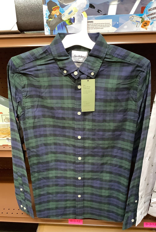 ADULT MENS SIZE SLIM FIT BUTTON-UP LONG SLEEVE-GREEN