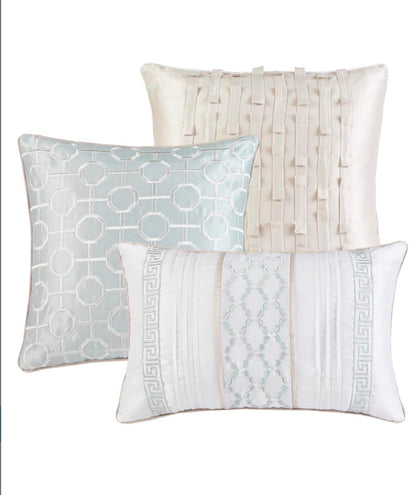 Madison Park Traditional Jacquard Aqua Queen Comforter Set, 7pc - All Season Bedding Set, Down Alternative - NO OUTER PACKAGING, DOES HAVE INNER PACKAGEES INTACT (see pictures) - OUT OF BOX
