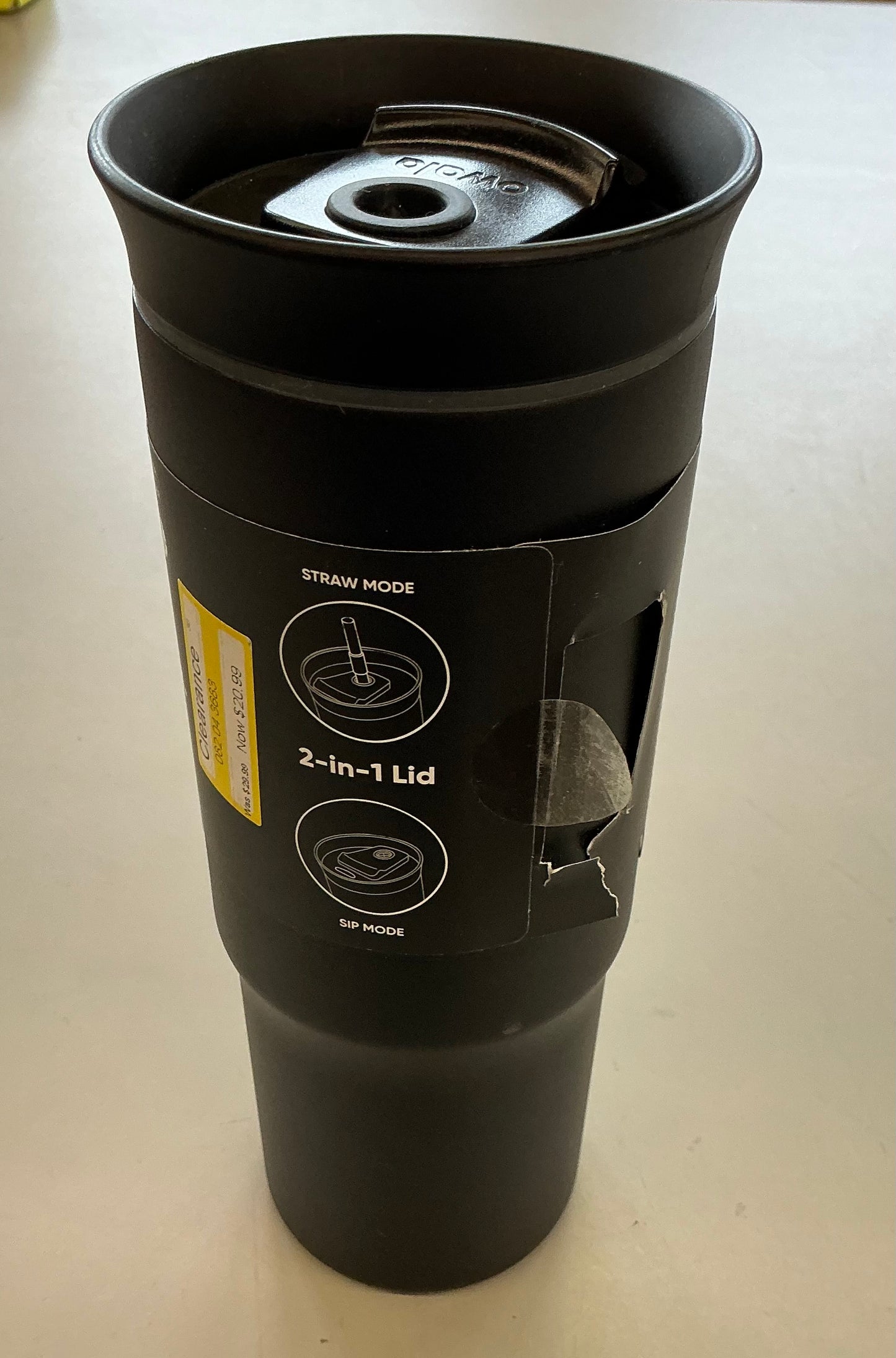 Owala Stainless Steel 240z Taver Tumbler - MISSING STRAW - BLACK