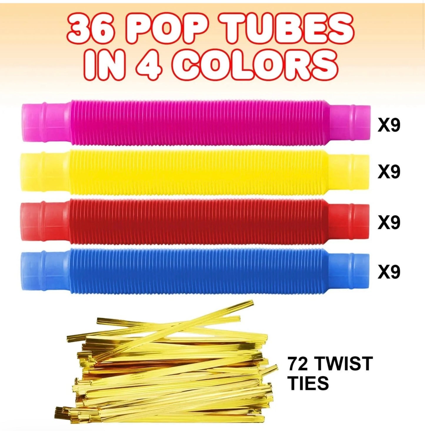 Valentines Day Cards with Pop Tubes Gift Set, 36 Cards, 36 Pop Tubes
