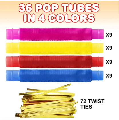 Valentines Day Cards with Pop Tubes Gift Set, 36 Cards, 36 Pop Tubes