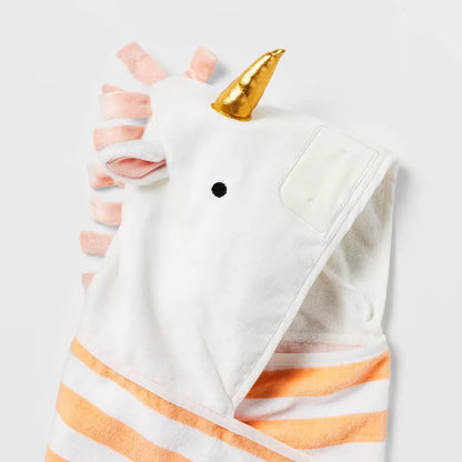 25"x50" Unicorn Kids' Hooded Towel - Pillowfort™: Cotton Velour, Lightweight, Machine Washable, OEKO-TEX Certified