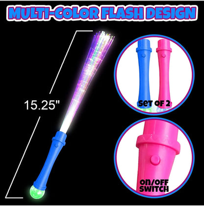 Flashing Magic Ball Fiber Optic Wand, Set of 2, Light Up Pink and Blue LED (Batteries Included)