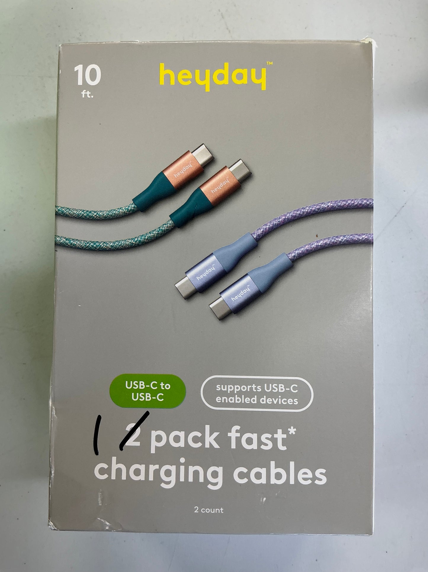 THRIFTY 70 - 10ft USB-C to USB-C Braided Cable 2pk - Deep Sage/Peri-Blue - Open Box - USED/MISSING ITEM 1 Deep Sage CABLE (See Pictures)- FINAL SALE- NO RETURNS - AS IS