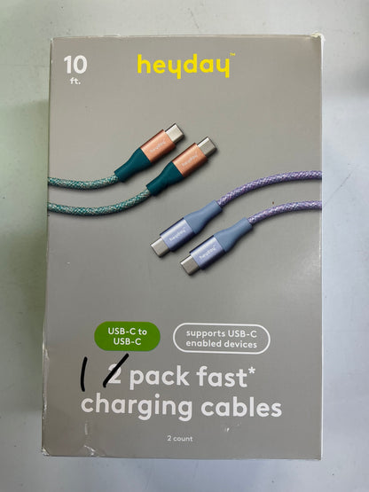 THRIFTY 70 - 10ft USB-C to USB-C Braided Cable 2pk - Deep Sage/Peri-Blue - Open Box - USED/MISSING ITEM 1 Deep Sage CABLE (See Pictures)- FINAL SALE- NO RETURNS - AS IS