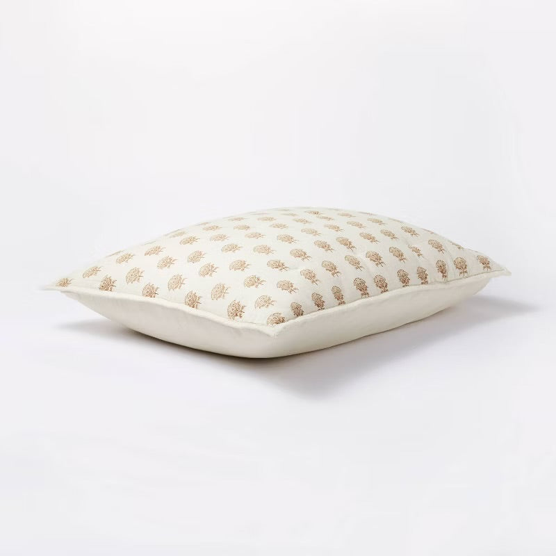 1 Standard Lofty Cotton Slub Woodblock Print Floral Quilt Sham - White/Mauve – Threshold™ designed with Studio McGee: OEKO-TEX Certified