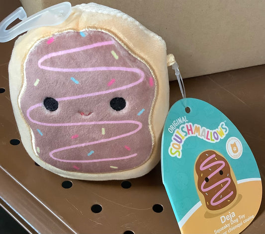 Squishmallows 3.5" Deja The Donut Squeaky Plush Dog Toy