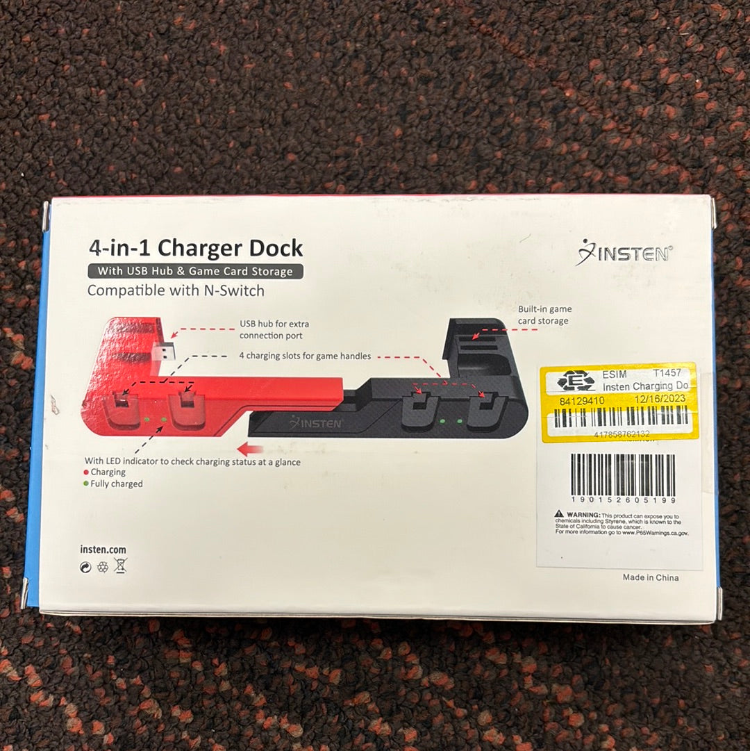 Insten 4-in-1 Charger Dock USB Hub & Game Card Storage Nintendo Switch