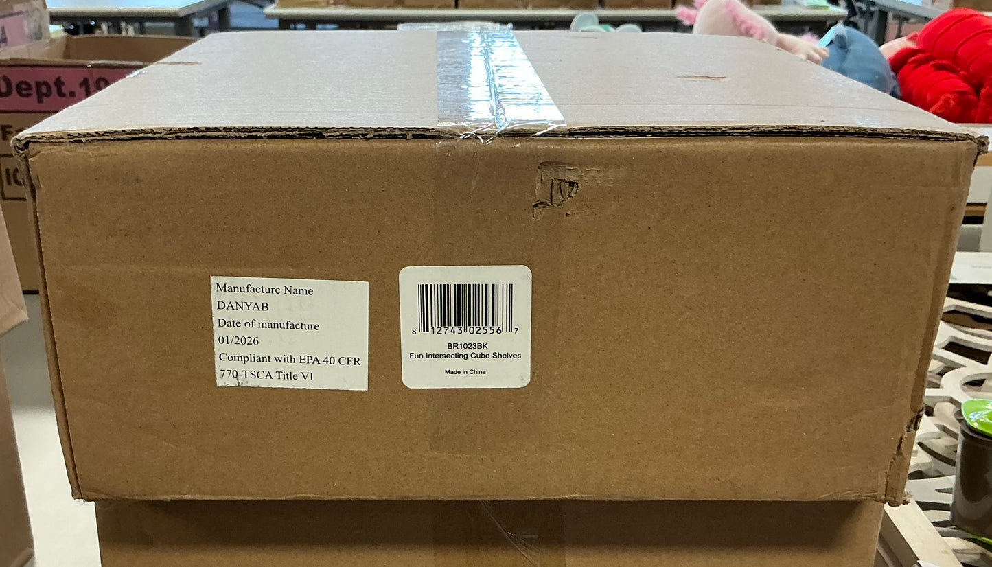 25.5" x 17.75" Intersecting Cube Wall Shelf Black - Danya B.: Modern Cubby Storage, Easy Install - OPEN BOX (see pictures) - FOR PICKUP ONLY