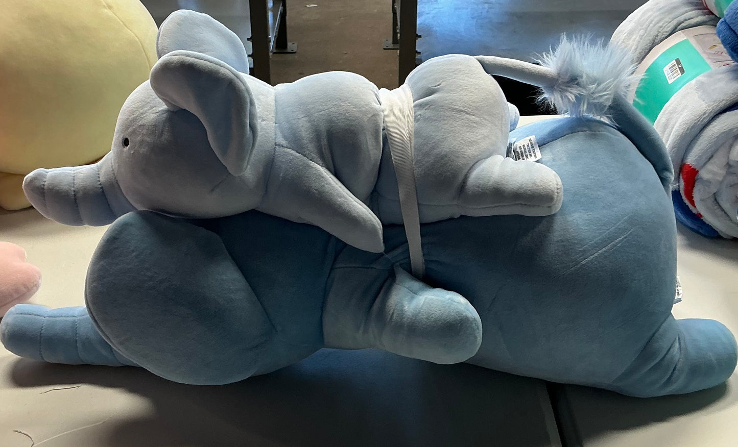 Elephant and Baby Weighted Plush Kids' Throw Pillow Blue