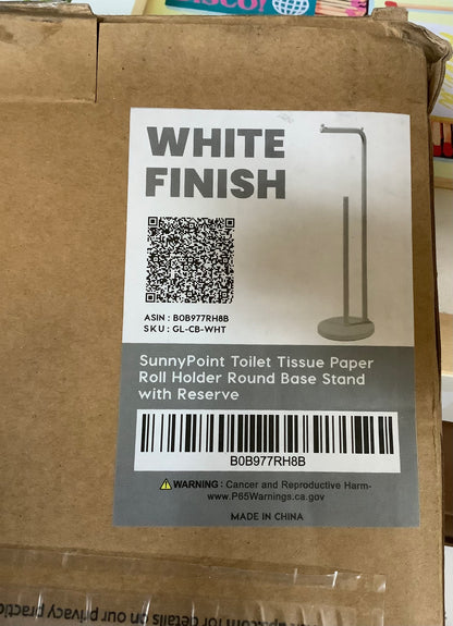 SunnyPoint Toilet Tissue Paper Roll Holder Round Base Stand with Reserve