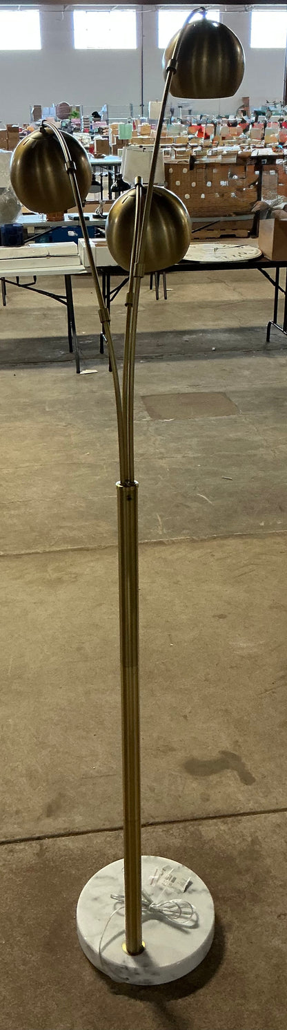 75.5"x29.5" Span 3-Head Metal Globe Floor Lamp - Brass - Out of Box - FOR PICKUP ONLY