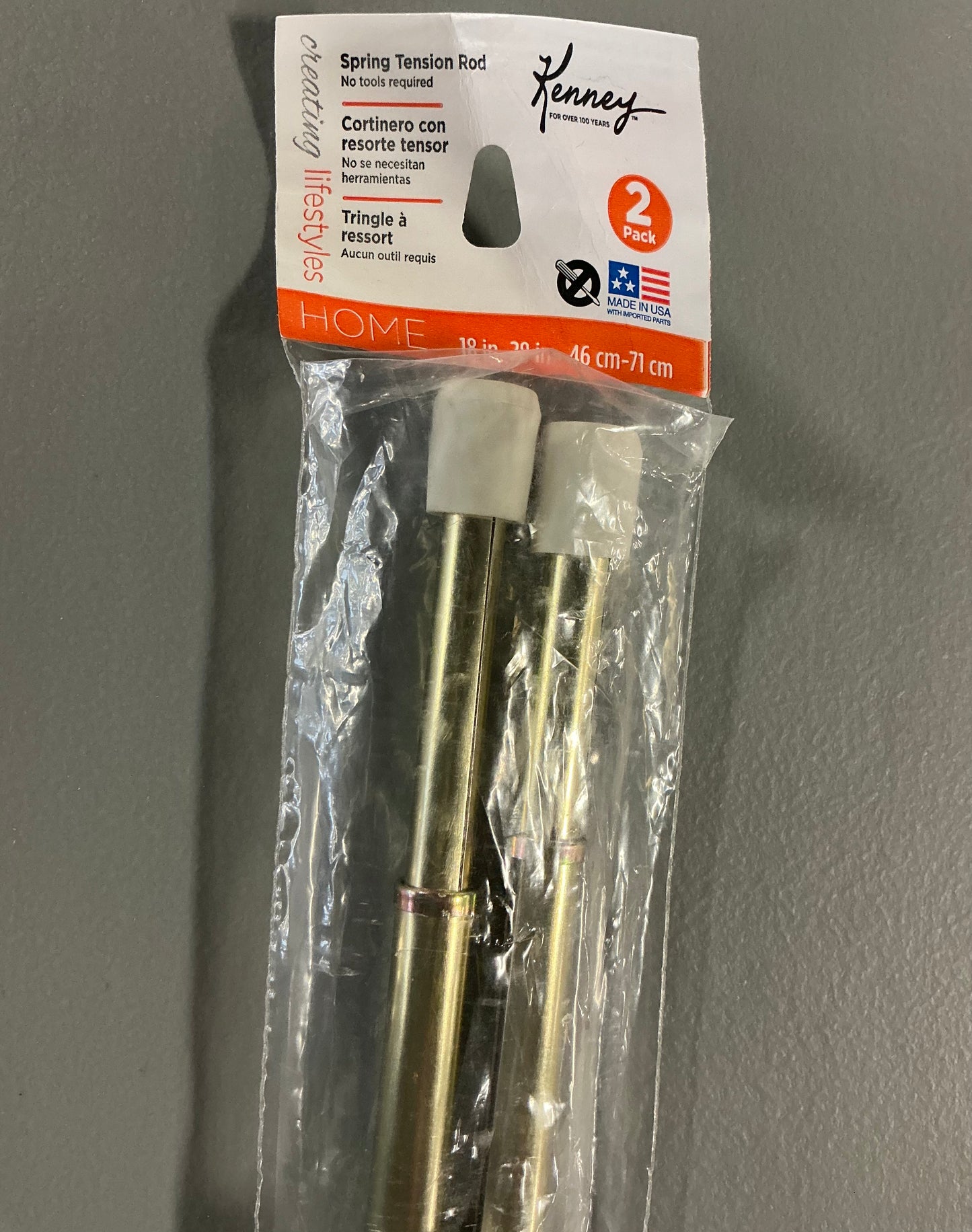 Kenney Tension Rod 2 pack (18”x28”) - Gold