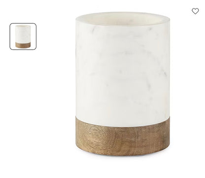 THRIFTY 70 -Linden Street Mango Wood & Marble Utensil Holder - Open Box - USED (See Pictures)- FINAL SALE- NO RETURNS - AS IS