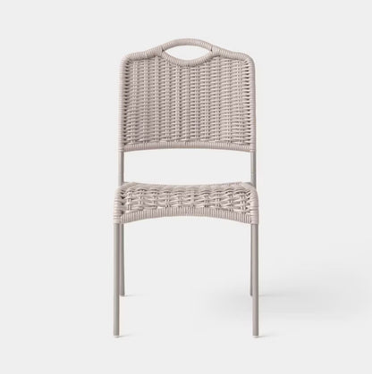 Monochromatic Rope Armless Patio Dining Stack Chair - Beige - Out of Box - FOR PICKUP ONLY