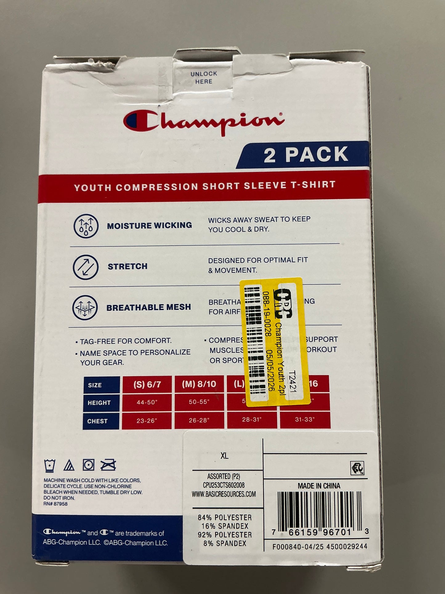 Champion Performance 2pack Compression Shirts - Youth - Black - Open Box (see pictures)