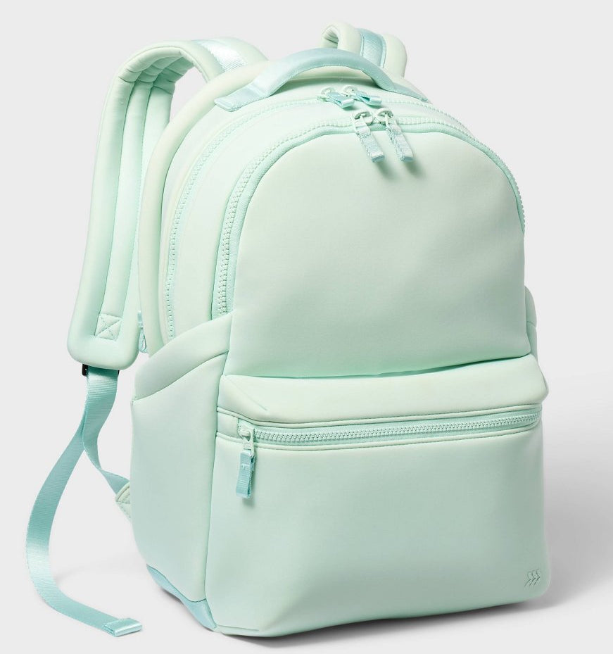Faux Neoprene Backpack - Mint - Water-Resistant College Bookbag