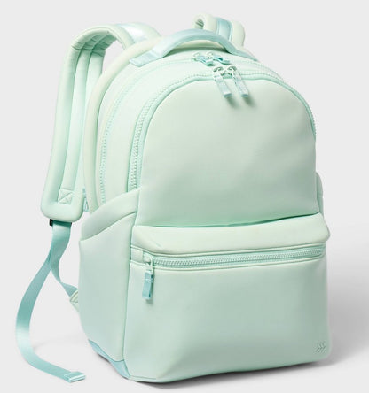 Faux Neoprene Backpack - Mint - Water-Resistant College Bookbag